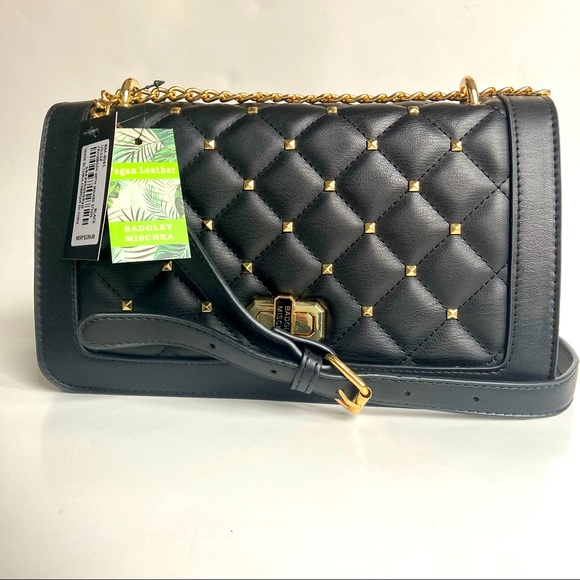 NWT Badgley Mischka Crossbody bag w/Square Gold Studs - Picture 2 of 11